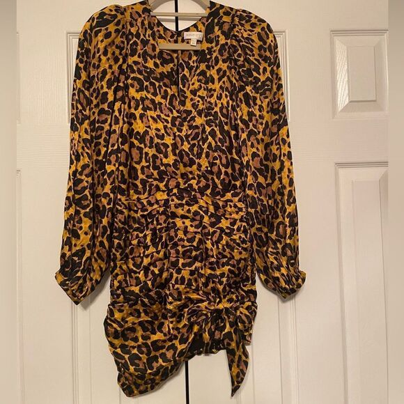 Ronny Kobo Giorgia Leopard Print Puffed Shoulder Faux
Wrap Dress Size XS - Picture 9 of 13